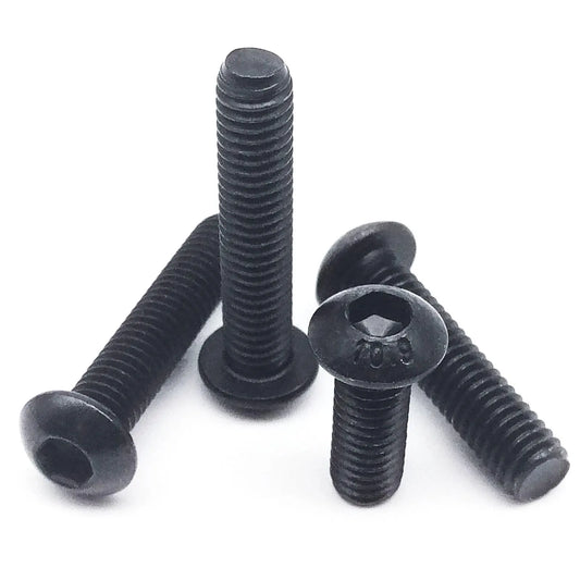 10/50pcs M1.6 M2 M2.5 M3 M4 M5 M6 M8 Black Grade 10.9 Steel ISO7380 Hexagon Hex Socket Head Button Mushroom Allen Bolt Screw