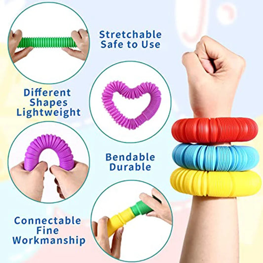 10/20/50PCS Rainbow Pop Tube Pack Telescopic Tube Stress Relief Sensory Toy for Children Adults Learning Toys Brinquedos