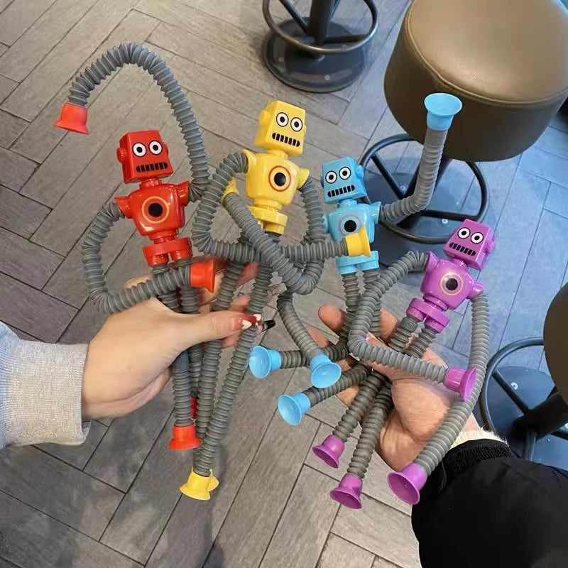 4/16PCS Pop Tubes Suction Cup Robot Toys Stress Relief Telescopic Robot Sensory Toys Bulk Funny Gift for Kids Boys Girls