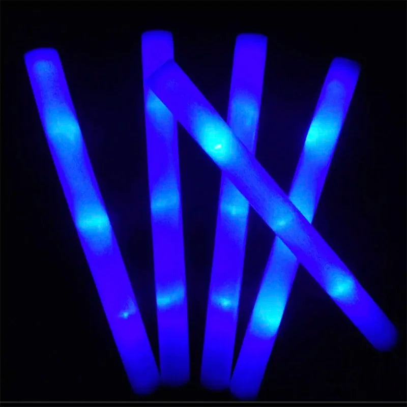 12/15/30/60Pcs Glow Sticks Bulk Colorful RGB LED Glow Foam Stick Cheer Tube Dark Light for Xmas Birthday Wedding Party Supplies