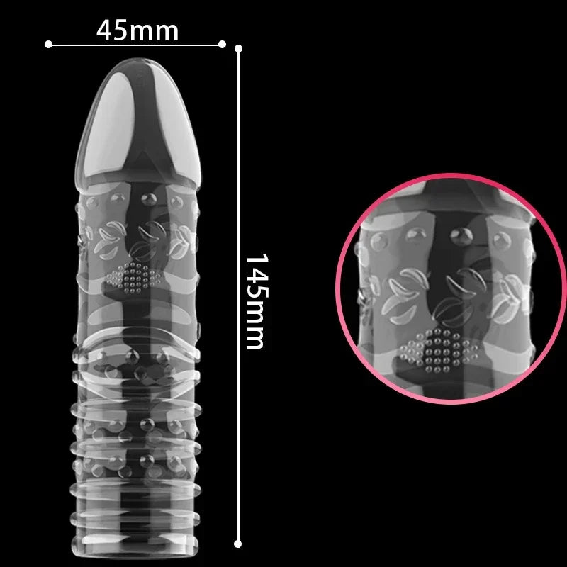 Condom with Spikes Extension Reusable Condom Penis Sleeve Male Enlargement Time Delay Spike Clit Crystal Condoms