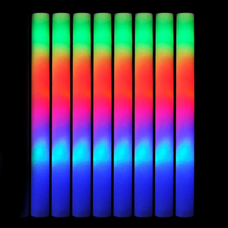 20/30pcs LED Foam Glow Sticks Cheer Tube Wedding Baton Wands 3 Modes Flashing Strobe Stick Glow in The Dark Party Supplies