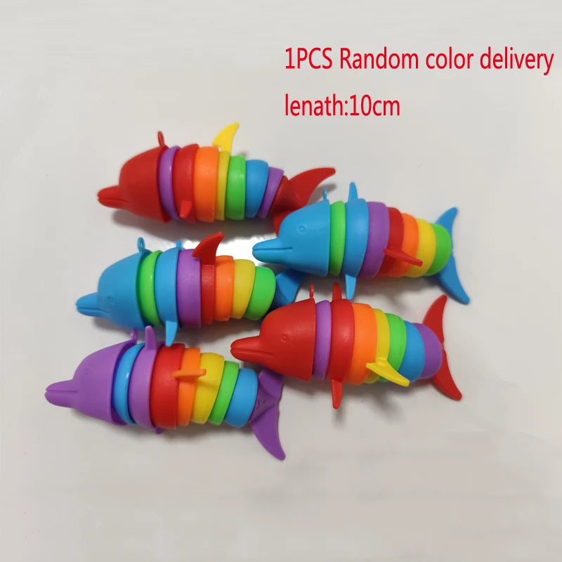 3D Slug Fidget Toy Colorful Slug Snail Toy Articulated Flexible All Ages Relief Anti-Anxiety Sensory Toys for Children