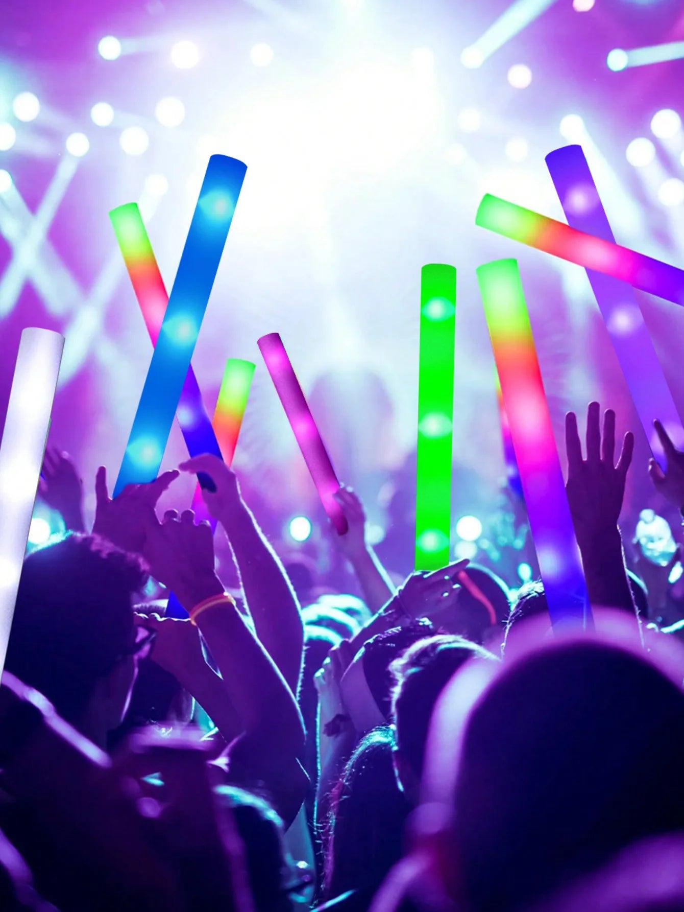 20/30pcs LED Foam Glow Sticks Cheer Tube Wedding Baton Wands 3 Modes Flashing Strobe Stick Glow in The Dark Party Supplies