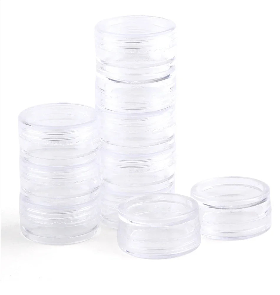 10/20/30/50Pcs Empty Plastic Bottle Jewelry Bead Refillable Bottles Small Round Cosmetic Container Storage Jars Portable Box