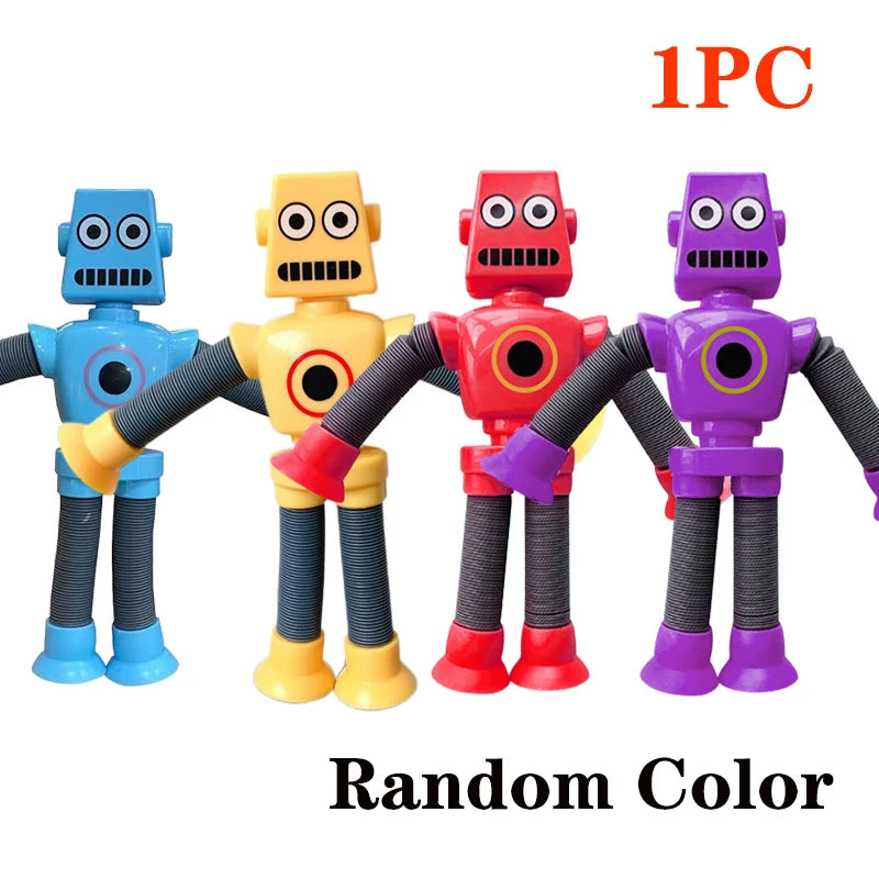 4/16PCS Pop Tubes Suction Cup Robot Toys Stress Relief Telescopic Robot Sensory Toys Bulk Funny Gift for Kids Boys Girls