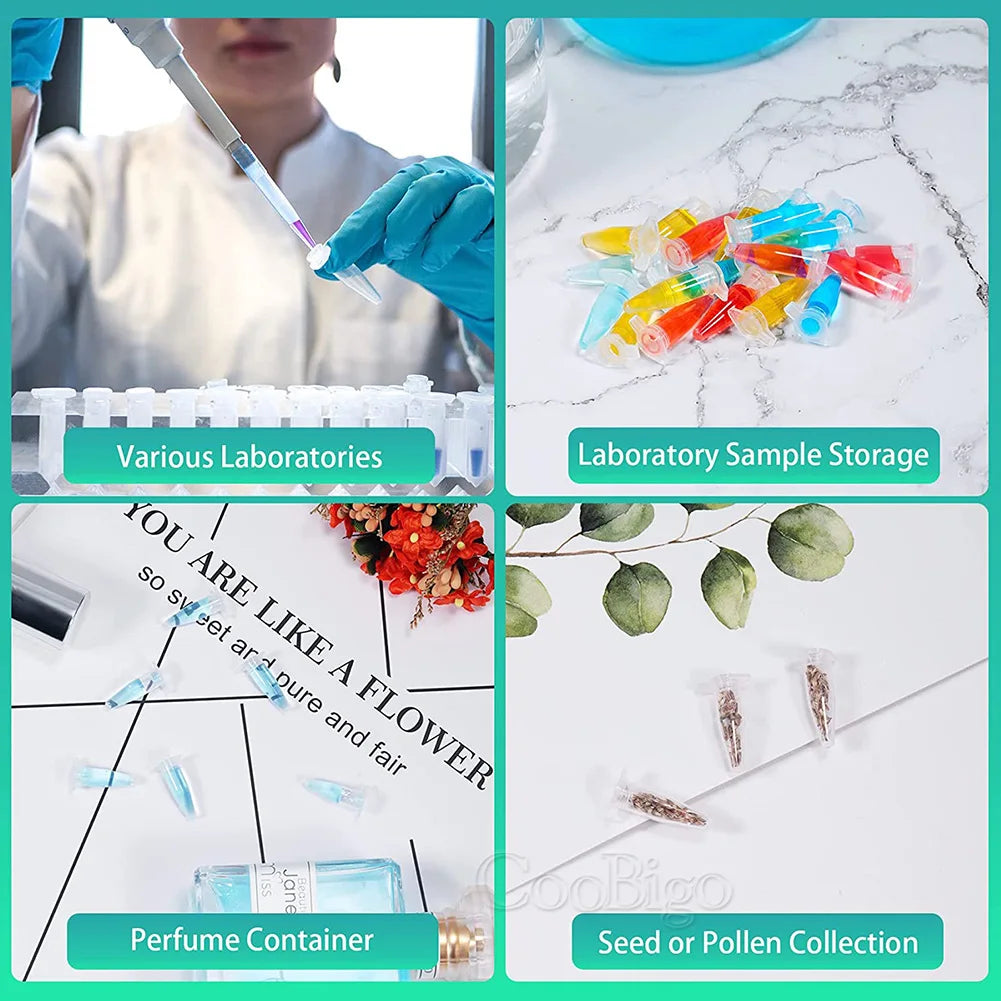 0.2-10ML Plastic Garden Seed Storage Bottles Centrifuge Tube Container with Cap Science Laboratory Test Accessories Transparent