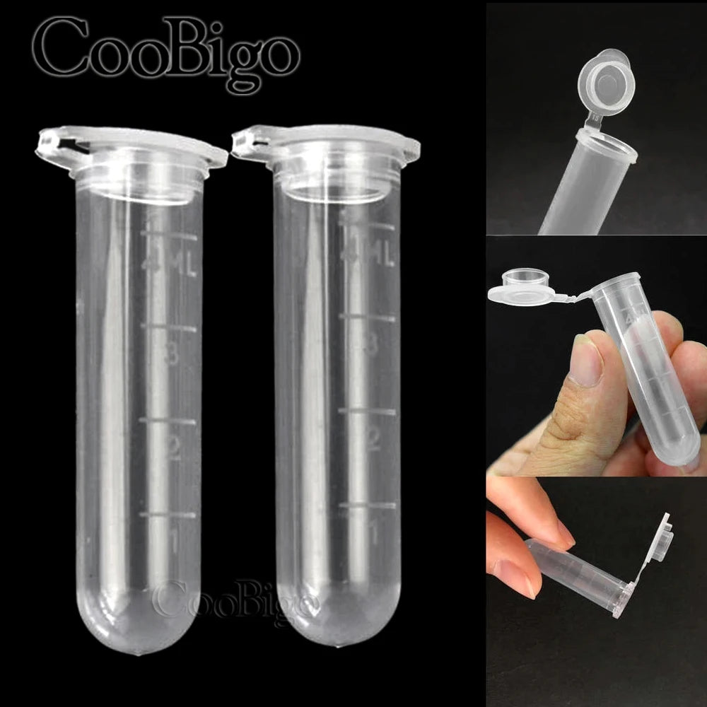 0.2-10ML Plastic Garden Seed Storage Bottles Centrifuge Tube Container with Cap Science Laboratory Test Accessories Transparent