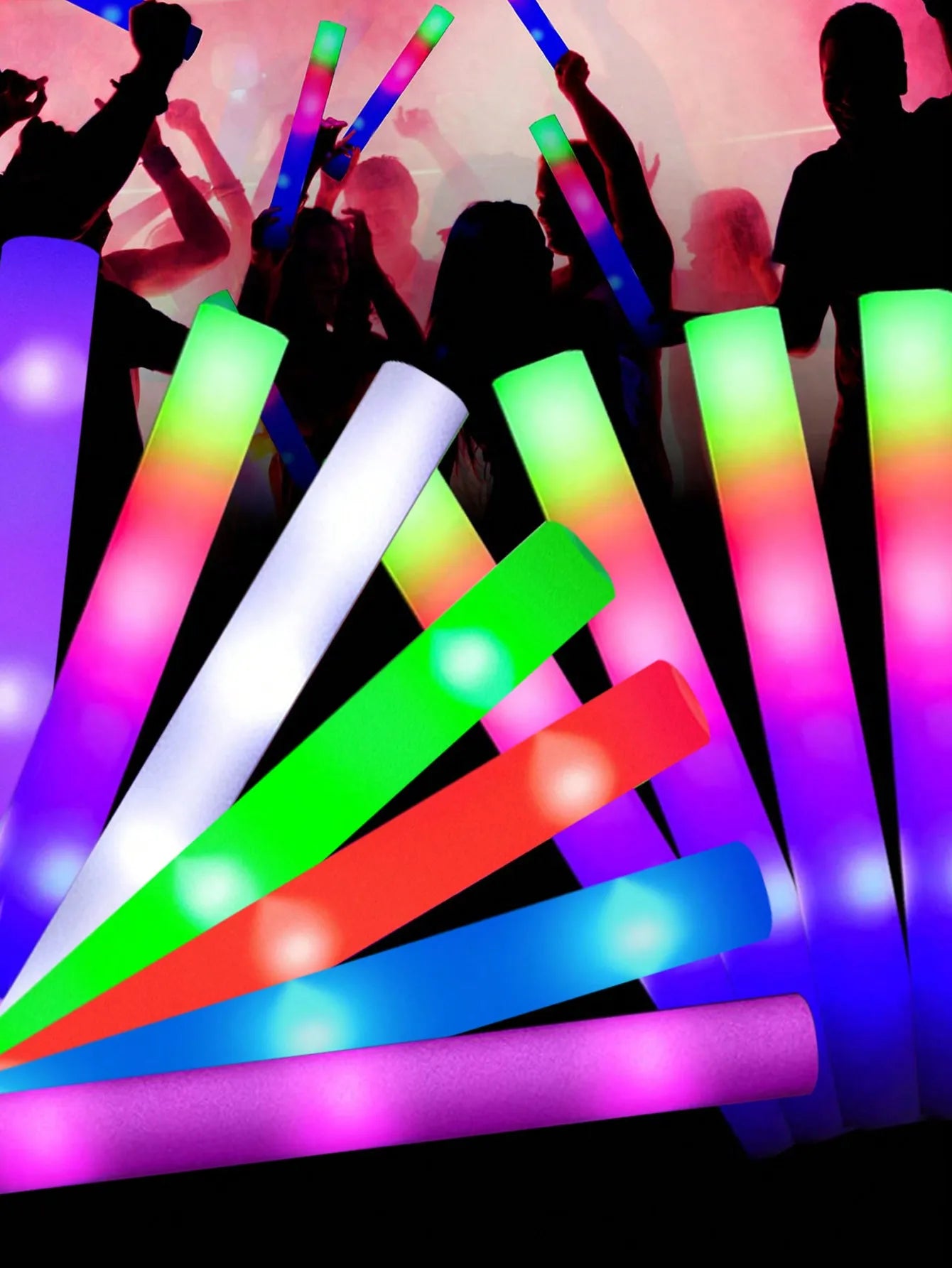 20/30pcs LED Foam Glow Sticks Cheer Tube Wedding Baton Wands 3 Modes Flashing Strobe Stick Glow in The Dark Party Supplies
