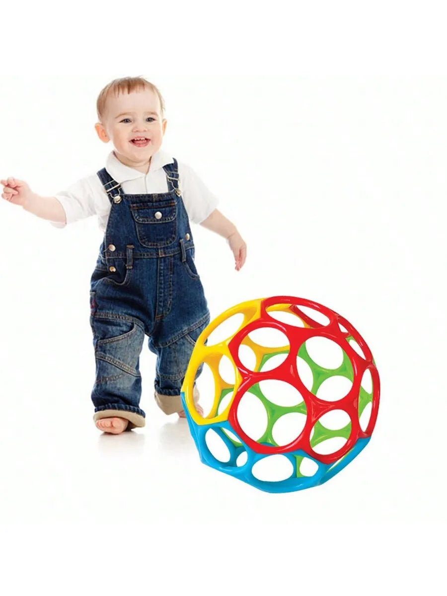6-in-1 BPA-Free Baby Sensory Rattle Ball - Soft Textured Grasping Toy with Gentle Sound & Spin Rings | Montessori Learning Toy f