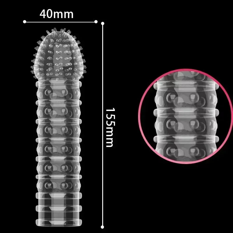 Condom with Spikes Extension Reusable Condom Penis Sleeve Male Enlargement Time Delay Spike Clit Crystal Condoms