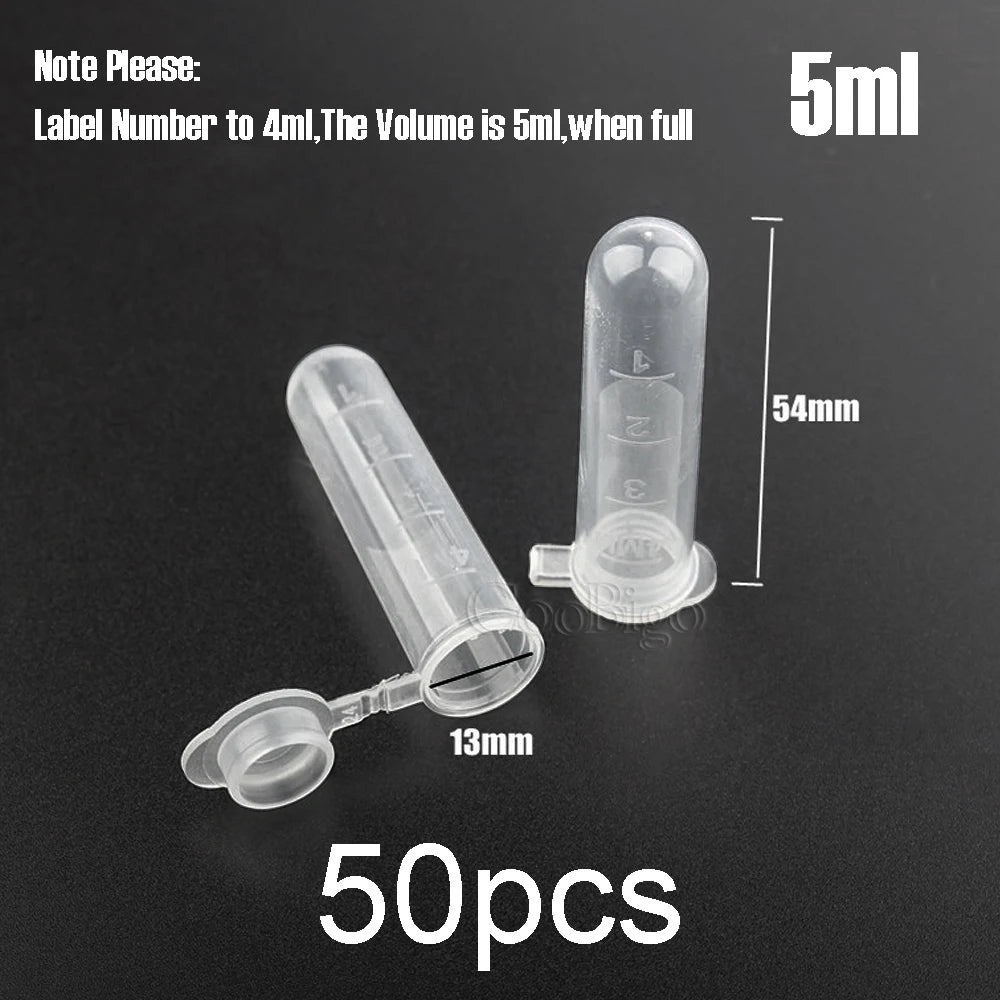 0.2-10ML Plastic Garden Seed Storage Bottles Centrifuge Tube Container with Cap Science Laboratory Test Accessories Transparent