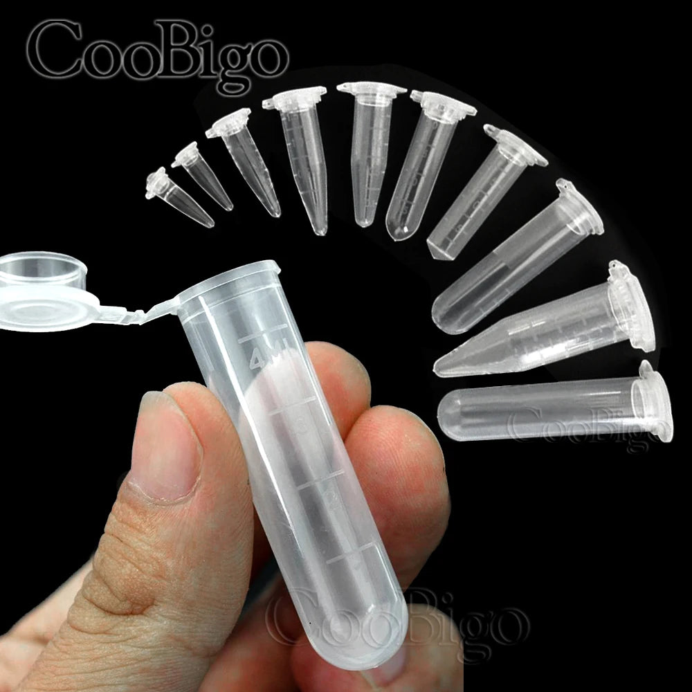 0.2-10ML Plastic Garden Seed Storage Bottles Centrifuge Tube Container with Cap Science Laboratory Test Accessories Transparent