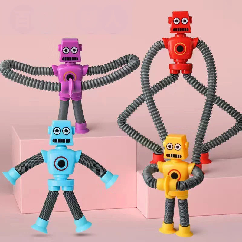 4/16PCS Pop Tubes Suction Cup Robot Toys Stress Relief Telescopic Robot Sensory Toys Bulk Funny Gift for Kids Boys Girls