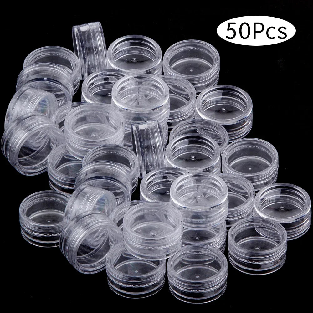10/20/30/50Pcs Empty Plastic Bottle Jewelry Bead Refillable Bottles Small Round Cosmetic Container Storage Jars Portable Box