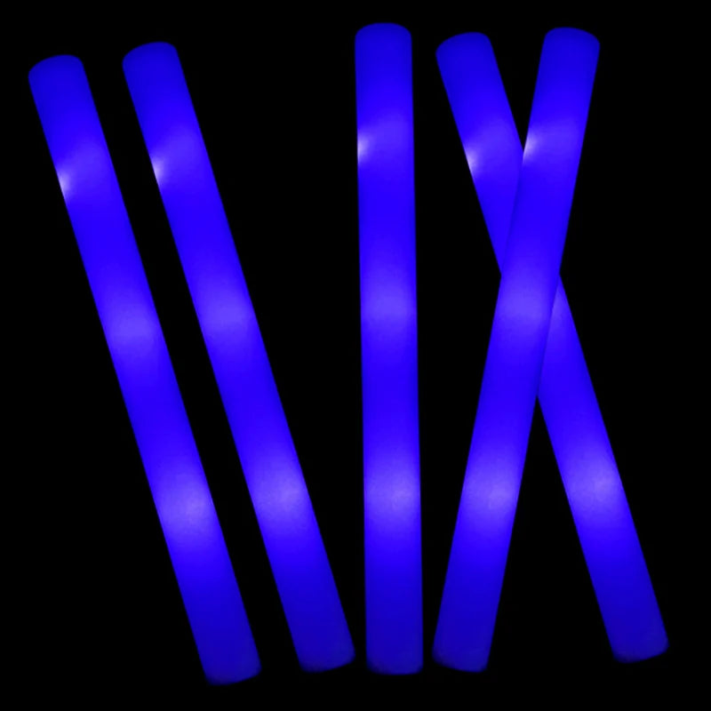 20/30pcs LED Foam Glow Sticks Cheer Tube Wedding Baton Wands 3 Modes Flashing Strobe Stick Glow in The Dark Party Supplies