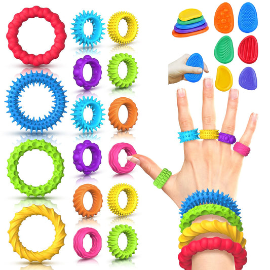 12/6/5PCS Fidegt Toys Silicone Sensory Bracelet Sensory Stone Antistress Ring for Kids Adults Autism - Anxiety Fidget