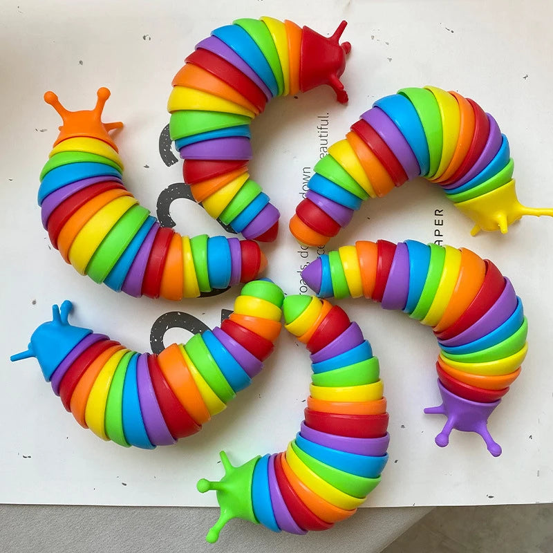 3D Slug Fidget Toy Colorful Slug Snail Toy Articulated Flexible All Ages Relief Anti-Anxiety Sensory Toys for Children