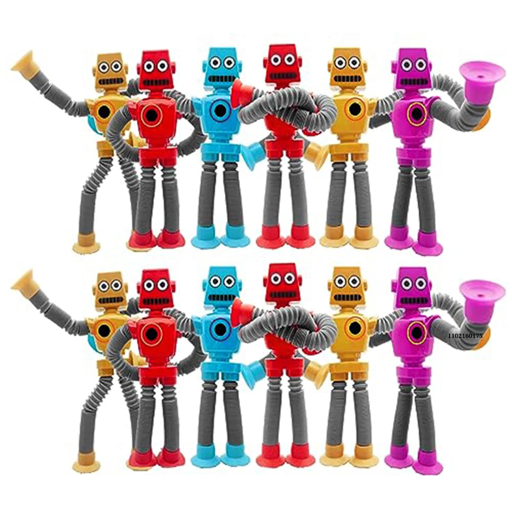 4/16PCS Pop Tubes Suction Cup Robot Toys Stress Relief Telescopic Robot Sensory Toys Bulk Funny Gift for Kids Boys Girls