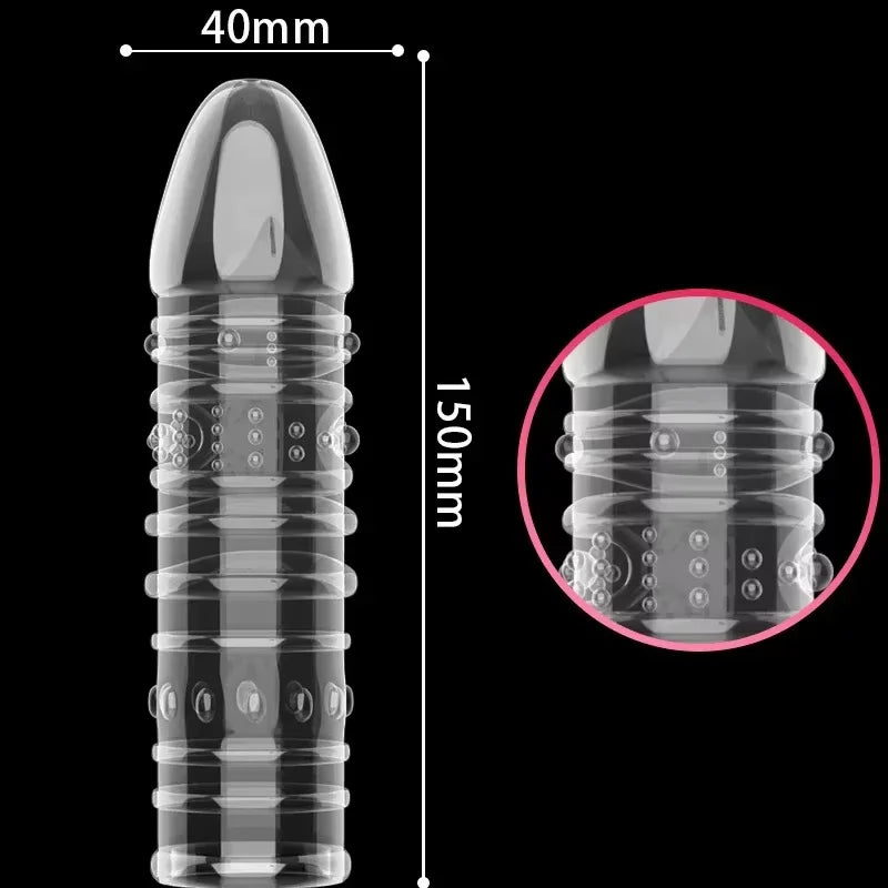 Condom with Spikes Extension Reusable Condom Penis Sleeve Male Enlargement Time Delay Spike Clit Crystal Condoms
