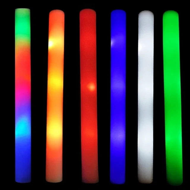 20/30pcs LED Foam Glow Sticks Cheer Tube Wedding Baton Wands 3 Modes Flashing Strobe Stick Glow in The Dark Party Supplies
