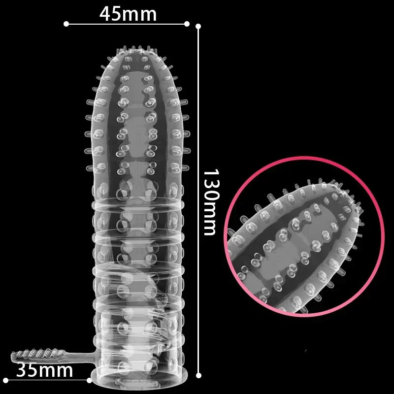 Condom with Spikes Extension Reusable Condom Penis Sleeve Male Enlargement Time Delay Spike Clit Crystal Condoms