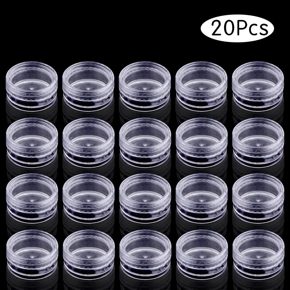10/20/30/50Pcs Empty Plastic Bottle Jewelry Bead Refillable Bottles Small Round Cosmetic Container Storage Jars Portable Box