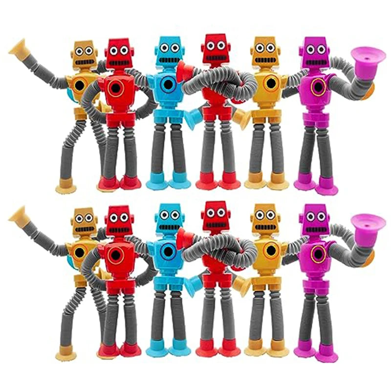 4/16PCS Pop Tubes Suction Cup Robot Toys Stress Relief Telescopic Robot Sensory Toys Bulk Funny Gift for Kids Boys Girls
