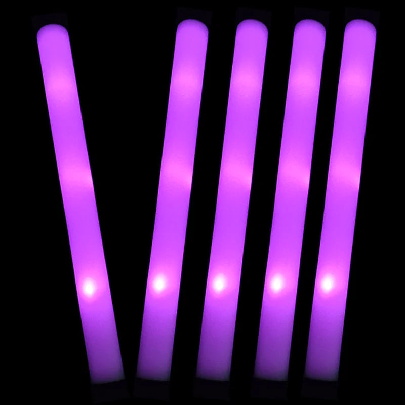 20/30pcs LED Foam Glow Sticks Cheer Tube Wedding Baton Wands 3 Modes Flashing Strobe Stick Glow in The Dark Party Supplies