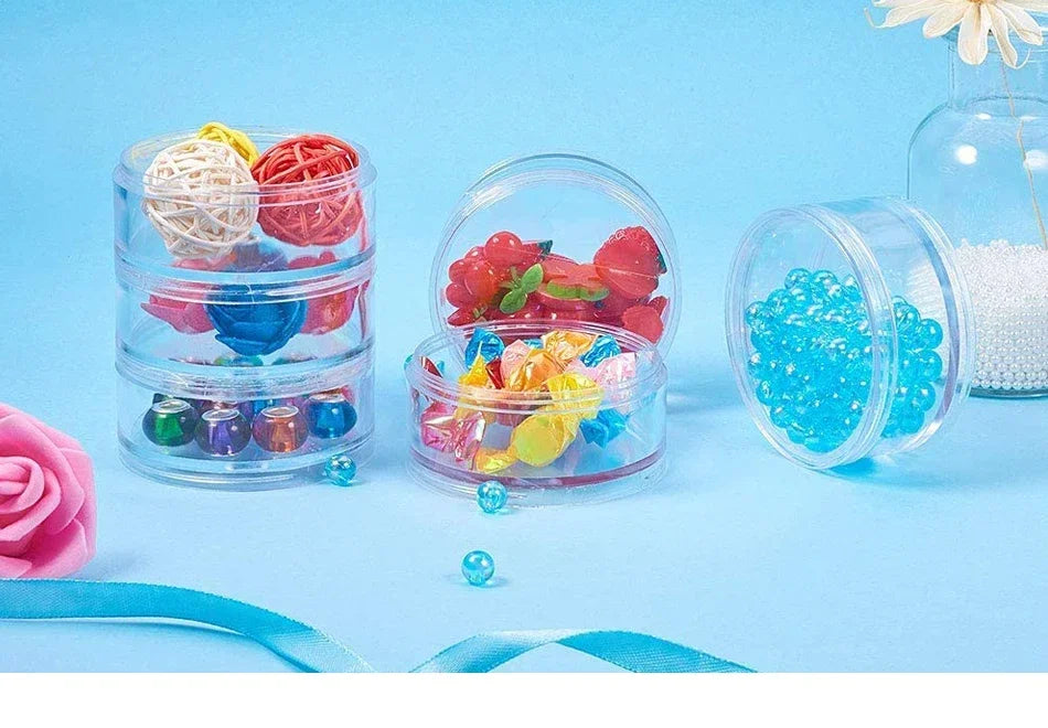 10/20/30/50Pcs Empty Plastic Bottle Jewelry Bead Refillable Bottles Small Round Cosmetic Container Storage Jars Portable Box