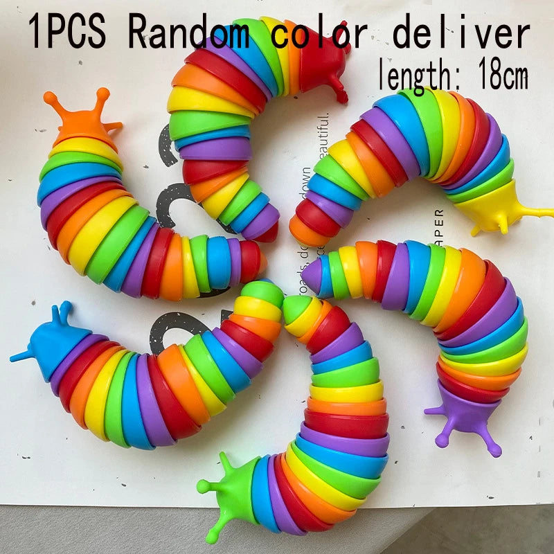 3D Slug Fidget Toy Colorful Slug Snail Toy Articulated Flexible All Ages Relief Anti-Anxiety Sensory Toys for Children