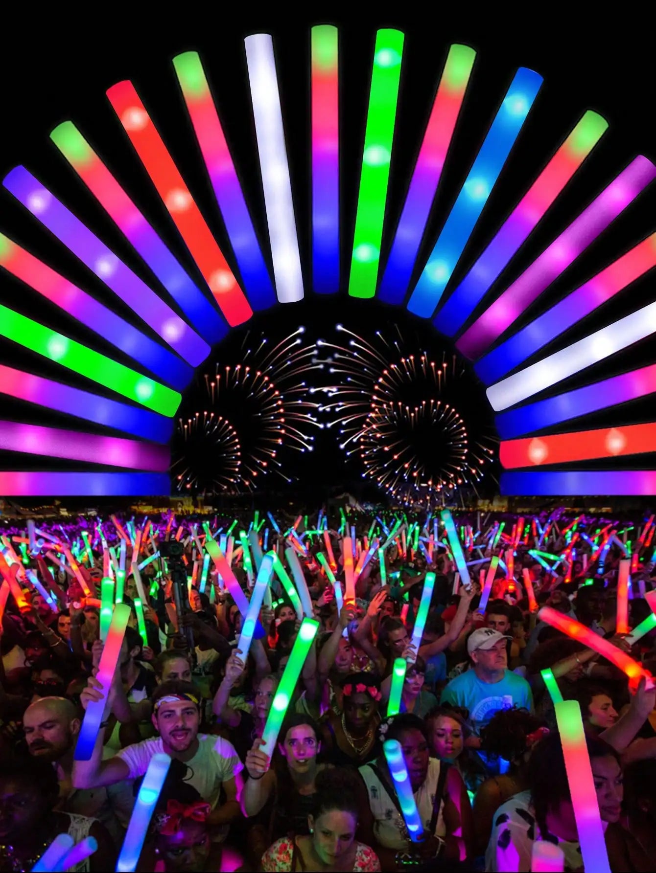 20/30pcs LED Foam Glow Sticks Cheer Tube Wedding Baton Wands 3 Modes Flashing Strobe Stick Glow in The Dark Party Supplies