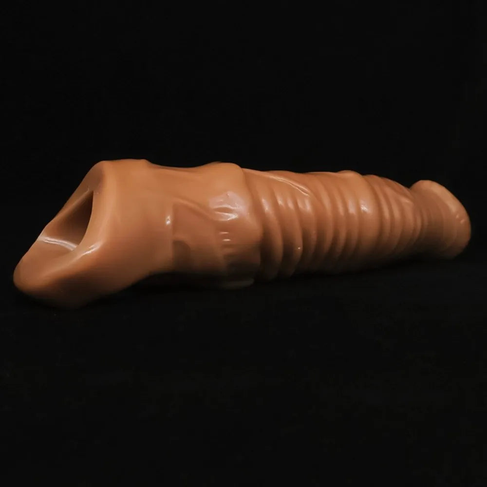 24CM Huge Penis Enlargemen Condoms Extender Realistic Soft Penis Sleeve Reusable Condom Cock Ring Sex Toys For Men